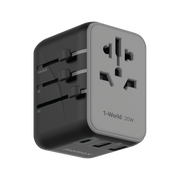 1-World 3-Port Travel Charger 20W