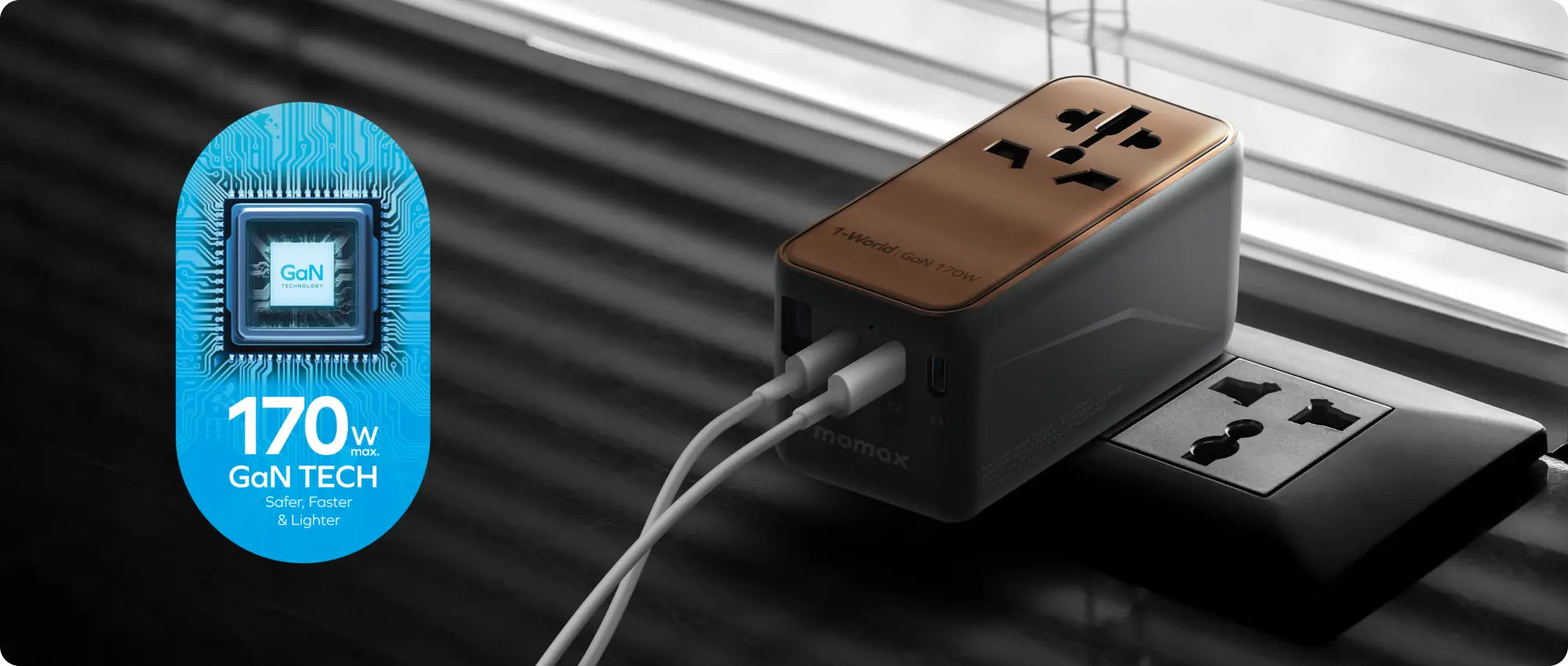UA17 Image 1 1 World 4 Port GaN Travel Charger 170W