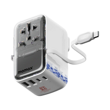 1-World+ Flow 4-Port Travel Charger With Built-In USB-C Cable 35W - Yu