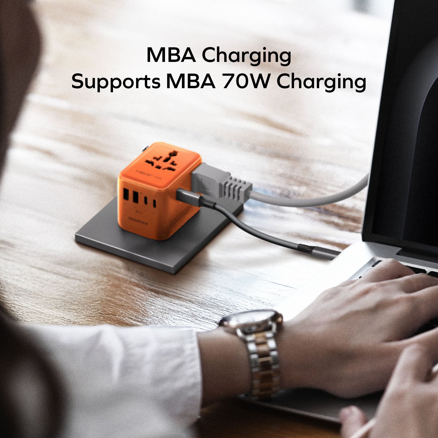 1-World² 5-Port Mini Universal Travel GaN Charger 70W with Dual AC