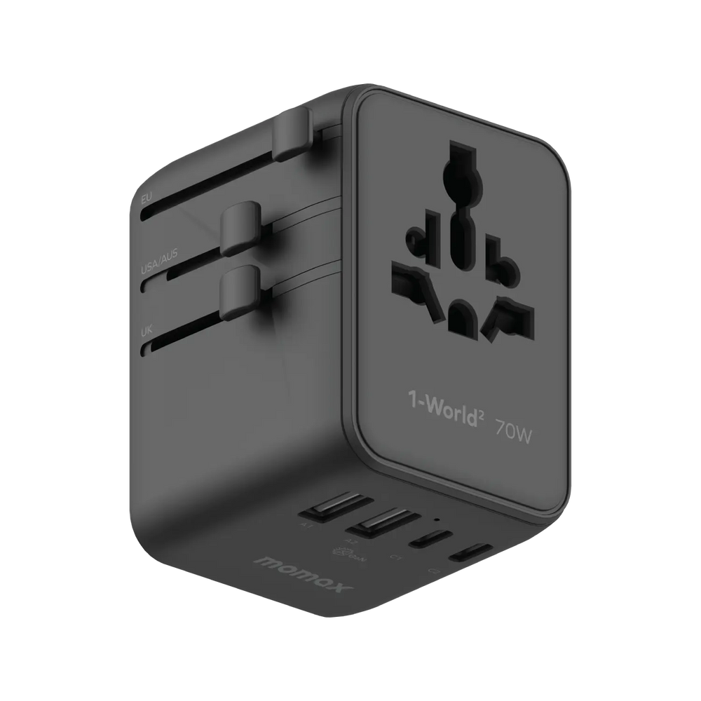 1-World² 5-Port Mini Universal Travel GaN Charger 70W with Dual AC
