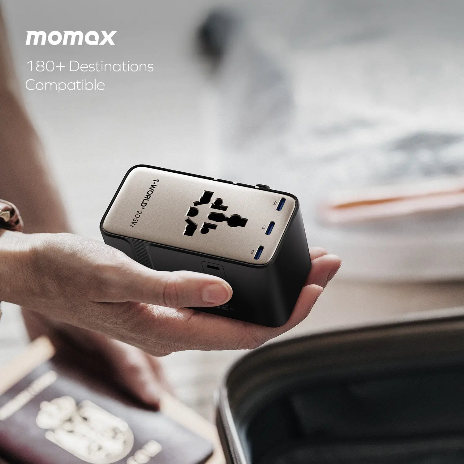 1-World² 205W 7-Port Dual AC Travel Adapter