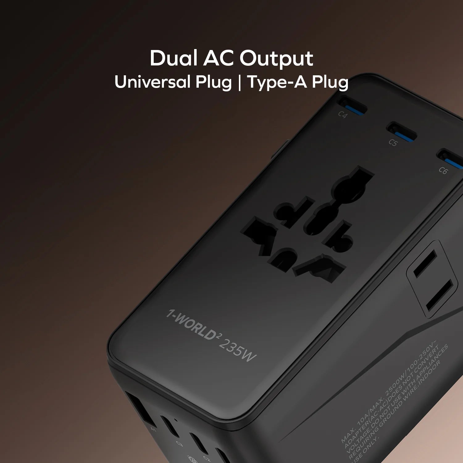 1-World² 235W Dreamer 235 7-Port Dual AC Travel Adapter