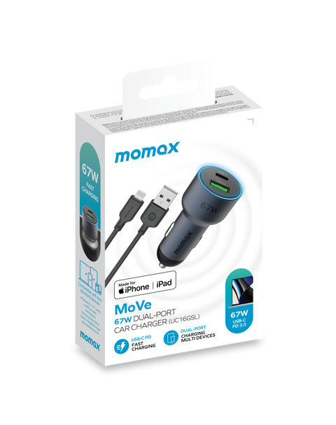 MoVe 67W Dual Output Car Charger (with charging cable)