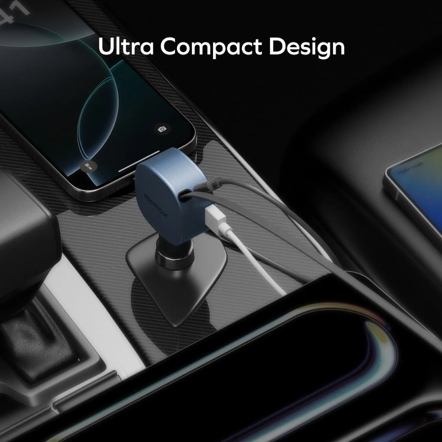 1-Move⁺ 2-Port Car Charger With Built-In Retractable Cable 60W