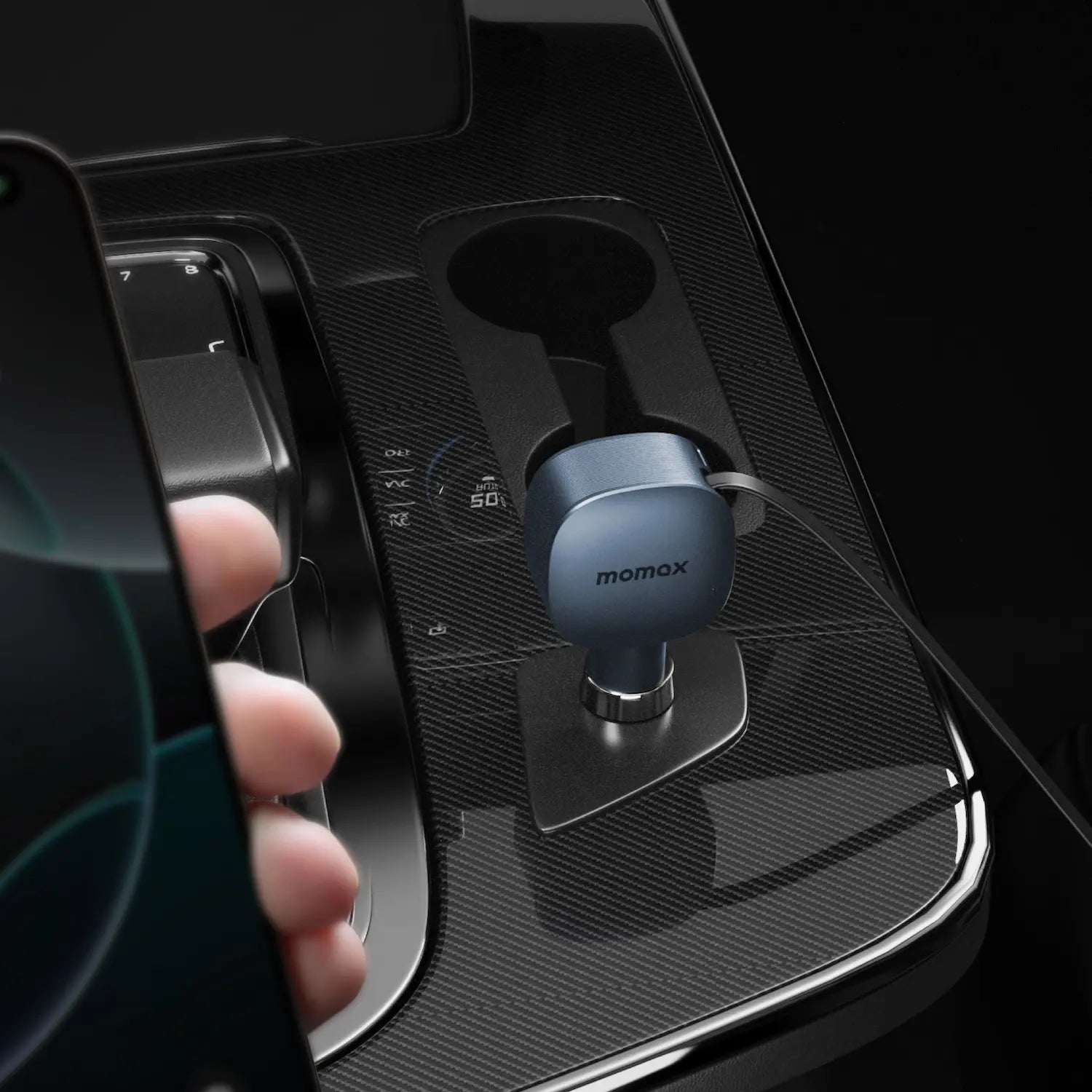 1-Move⁺ 2-Port Car Charger With Built-In Retractable Cable 60W