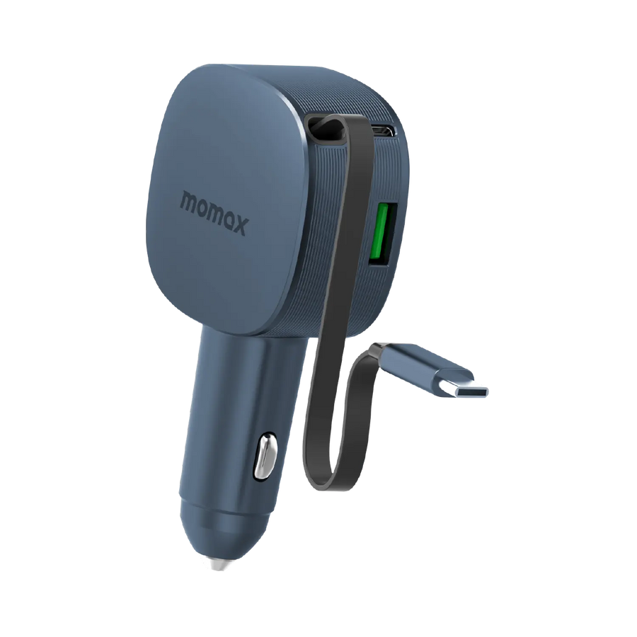 1-Move⁺ 2-Port Car Charger With Built-In Retractable Cable 60W
