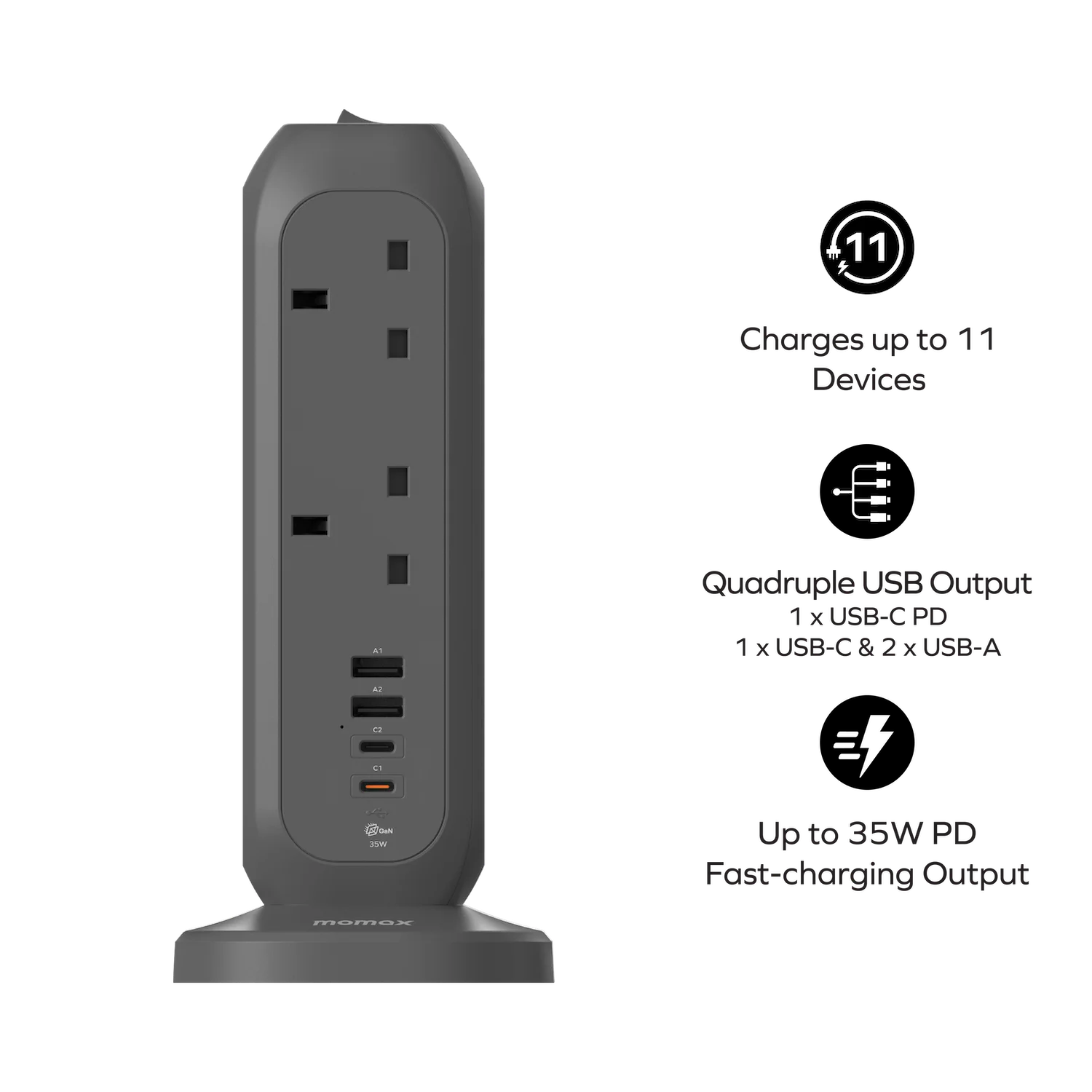 1-Plug 11-Outlet Power Strip With USB (PD 35W)