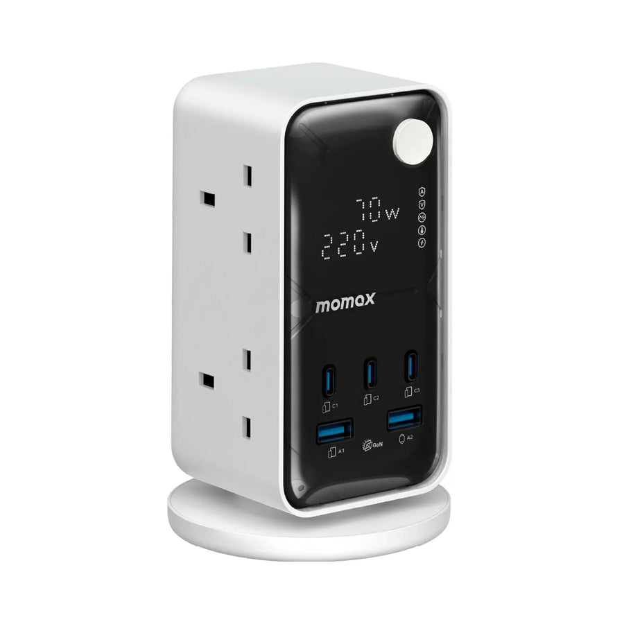 1-Charge Work Flow 6-Outlet Digital Display Power Tower with USB (70W)