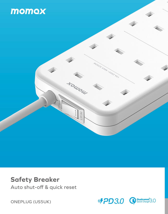 Momax US5UKE Oneplug 8-Outlet Power Strip With USB description image 4