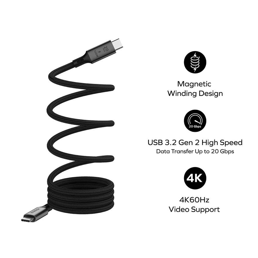 Mag.Link Magnetic USB-C to USB-C Cable 100W USB 3.2 Gen 2x2 1M