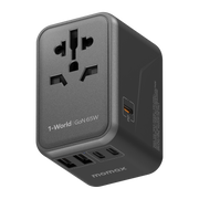 1-World Universal 5-Port Travel GaN Charger 65W
