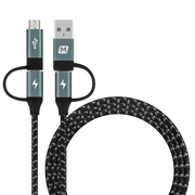 OneLink 4-in-1 USB-A & USB-C to Micro USB & USB-C Braided Cable 60W 1.2m