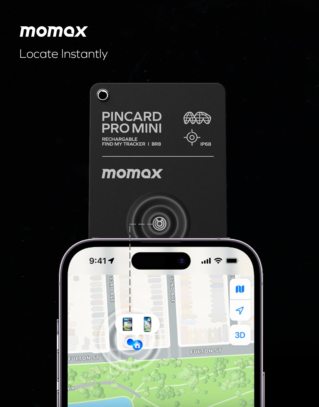 PinCard Pro Mini - Rechargeable Find My Tracker