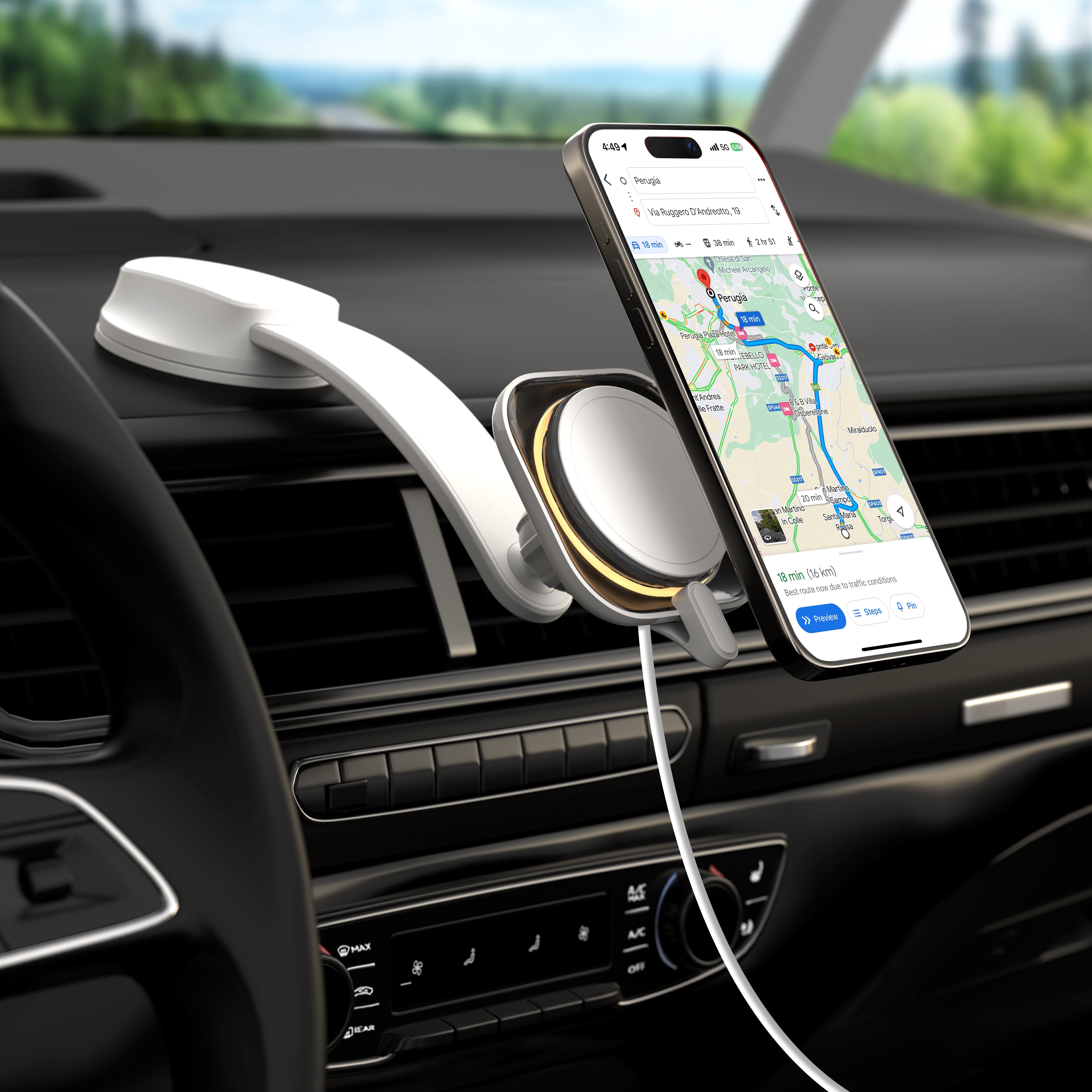 1-Charge Flow Pro | MagSafe Wireless Charging Car Mount (15W)