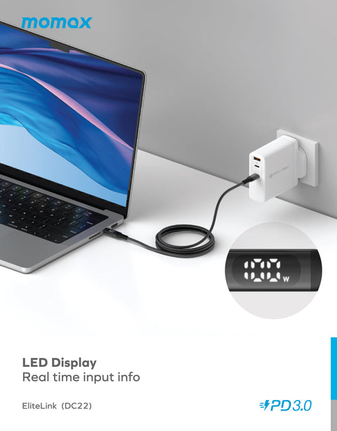 Elitelink USB-C to C PD100W USB-C To USB-C with LED display (1.2M)