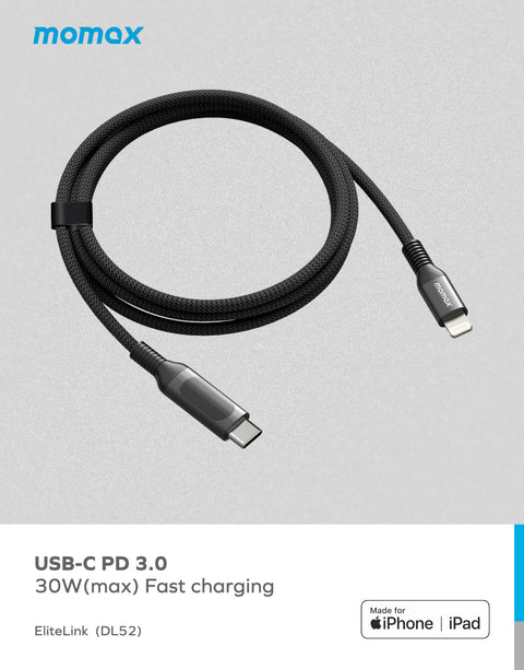 Elitelink USB C To Lightning PD 30W USB-C To Lightning with LED display (1.2M)