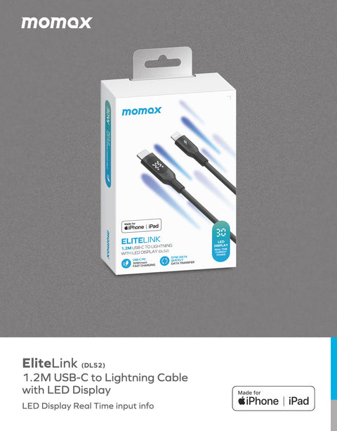 Elitelink USB C To Lightning PD 30W USB-C To Lightning with LED display (1.2M)