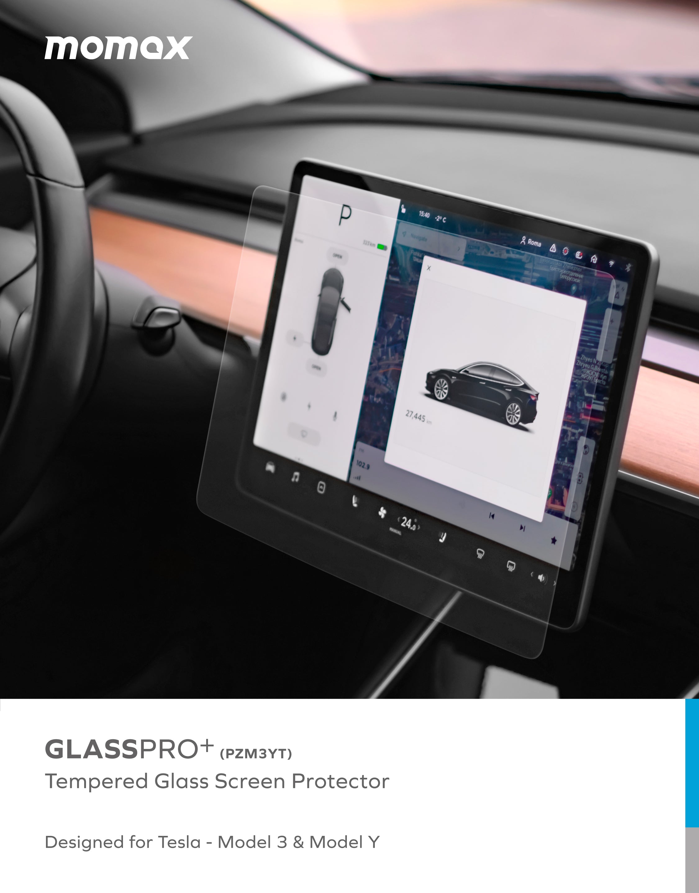 GLASSPRO+ Tesla Model 3/Y 0.33mm glass sticker