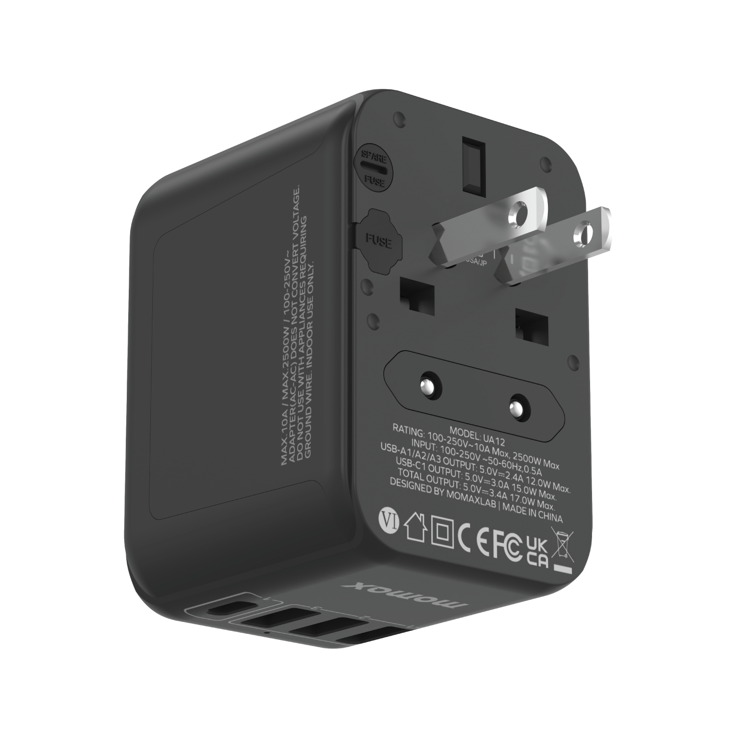 1-World 4-Ports AC Travel Charger (17W)