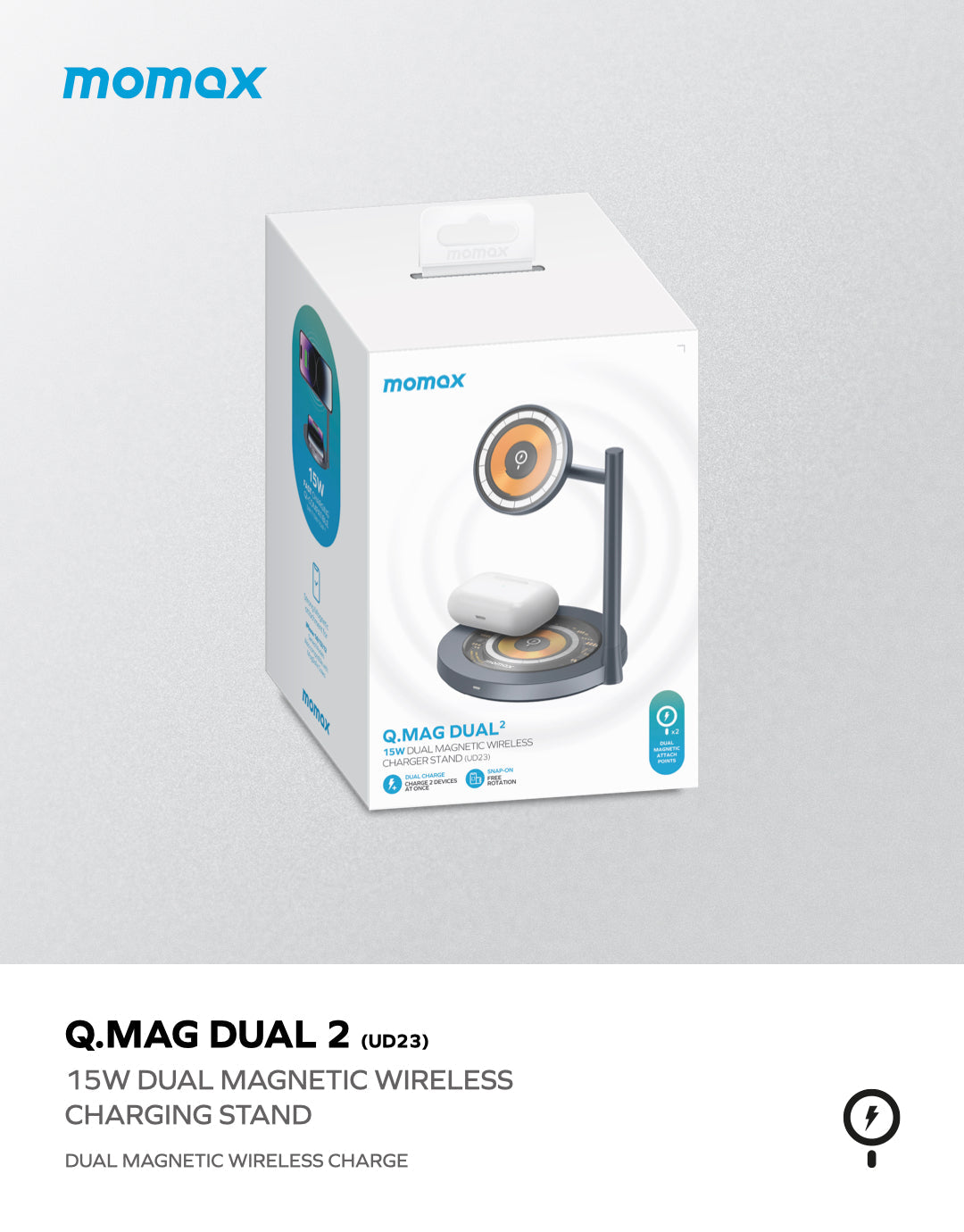 Q.Mag Dual2 | Dual Magnetic Wireless Charging Stand (15W)